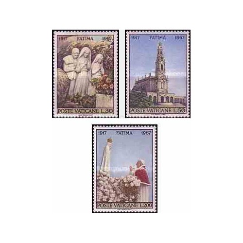 3 عدد تمبر پنجاهمین سالگرد مکاشفه مریم باکره در فاطیما - واتیکان 1967 3 عدد تمبر پنجاهمین سالگرد مکاشفه مریم باکره در فاطیما - واتیکان 1967