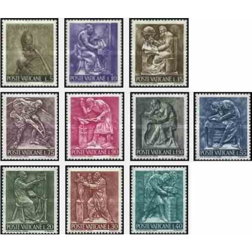 10 عدد تمبر کار و هنر - واتیکان 1966 10 عدد تمبر کار و هنر - واتیکان 1966