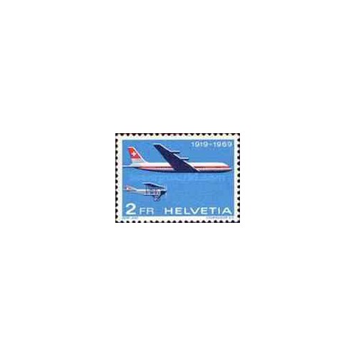 1 عدد تمبر هواپیمای پستی - سوئیس 1969