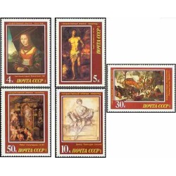 5 عدد تمبر تابلو نقاشی هنر اروپا در موزه آرمیتاژ - شوروی 1987