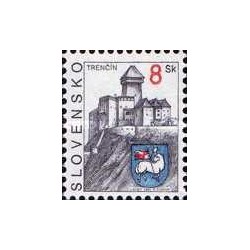 1 عدد تمبر سری پستی شهرها - ترنسین- اسلواکی 1995