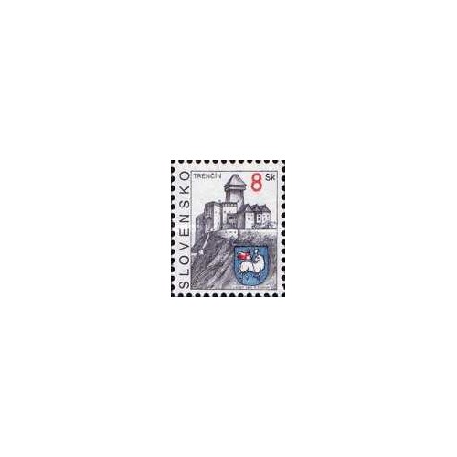 1 عدد تمبر سری پستی شهرها - ترنسین- اسلواکی 1995