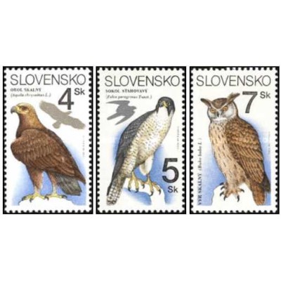 3 عدد تمبر حفاظت از طبیعت - پرندگان شکاری - اسلواکی 1994