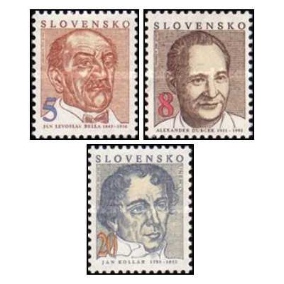 3 عدد تمبر سلبریتی ها - الکساندر دوبچک ، جان کولار ، جان لوسلاو بلا  - اسلواکی 1993