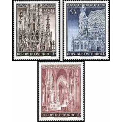 3 عدد تمبر سالگرد بازگشائی کلیسای سنت استفن - اتریش 1977