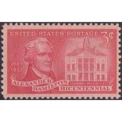 1 عدد تمبر الکساندر همیلتون - اولین وزیر خزانه داری  - آمریکا 1957