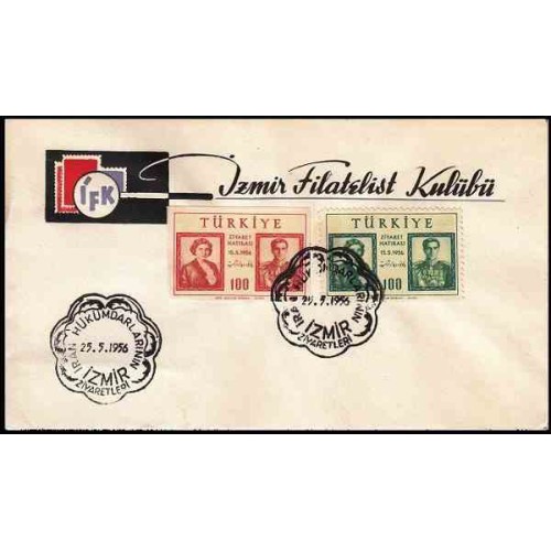 پاکت مهر روز بازدید محمدرضا پهلوی و ثریا از ترکیه - با مهر ازمیر - ترکیه 1956 پاکت مهر روز بازدید محمدرضا پهلوی و ثریا از ترکیه - با مهر ازمیر - ترکیه 1956