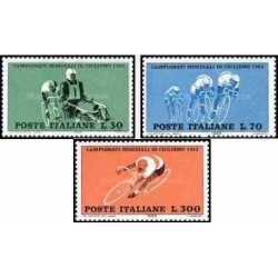3 عدد تمبر مسابقات قهرمانی دوچخه سواری جهانی - ایتالیا 1962