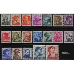 19 عدد تمبر سری پستی - پرتره های کلیسای سیستین - اثر میکلانژ - ایتالیا 1961