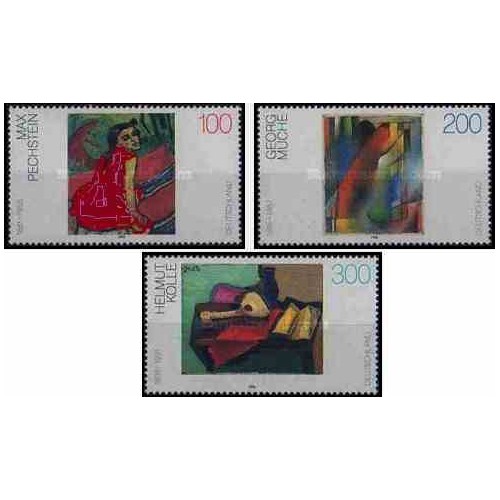 3 عدد تمبر تابلو نقاشی قرن بیستم - جمهوری فدرال آلمان 1996