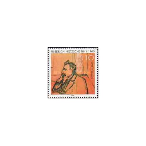 1 عدد تمبر صدمین سال مرگ فریدریش نیچه - فیلسوف - جمهوری فدرال آلمان 2000