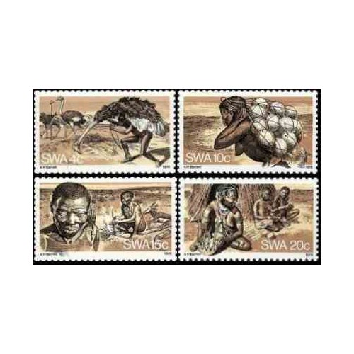 4 عدد تمبر زندگی بوشمن ها - آفریقای جنوب غربی 1978