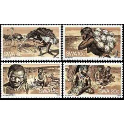 4 عدد تمبر زندگی بوشمن ها - آفریقای جنوب غربی 1978