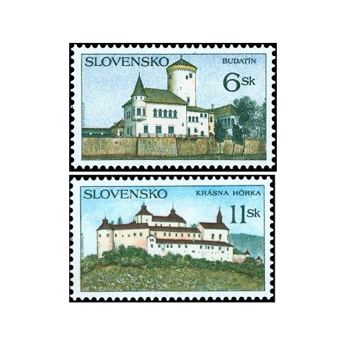 2 عدد  تمبر شکوه های میهن ما - قلعه ها - اسلواکی 1998