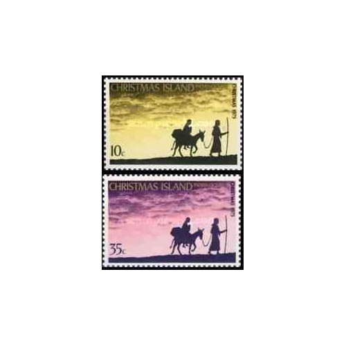 2 عدد تمبر کریستمس - جزیره کریستمس 1973