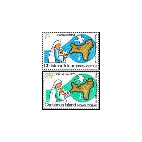 2 عدد تمبر کریستمس - جزیره کریستمس 1973