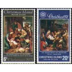 2 عدد تمبر کریستمس - تابلو نقاشی - جزیره کریستمس 1971