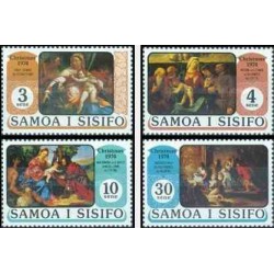 4 عدد تمبر کریستمس - تابلو نقاشی - ساموا 1974