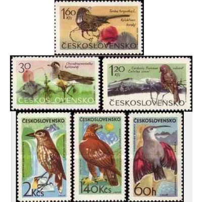 6 عدد تمبر پرندگان - چک اسلواکی 1965
