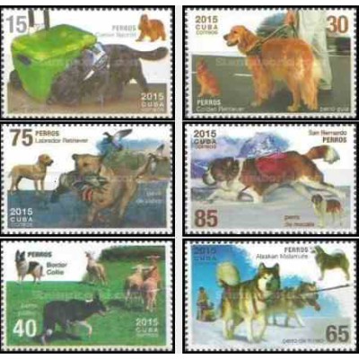 6 عدد تمبر سگها - کوبا 2015