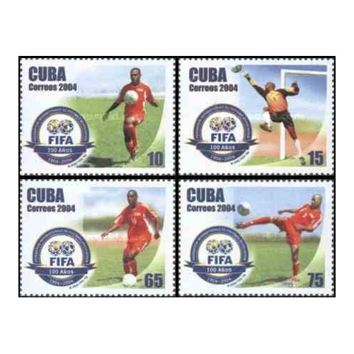 4 عدد تمبر صدمین سال فیفا - کوبا 2004
