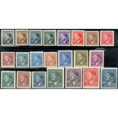 22 عدد تمبر سری پستی هیتلر - بوهیما و موراویا 1942