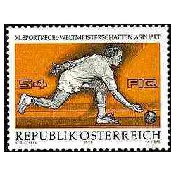 1 عدد تمبر مسابقات جهانی بولینگ - اتریش 1976