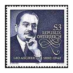 1 عدد تمبر یادبود لئو آشر - آهنگساز اپرا - اتریش 1980