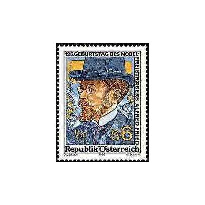 1 عدد تمبر آلفرد فرید - برنده جایزه صلح نوبل - اتریش 1989