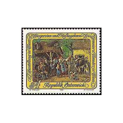 1 عدد تمبر تابلو نقاشی اثر والد مولر  - اتریش 1988