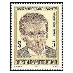1 عدد تمبر اروین شرودینگر - برنده نوبل فیزیک - اتریش 1987