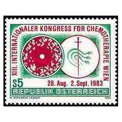 1 عدد تمبر سیزدهمین کنگره بین المللی شیمی درمانی وین - اتریش 1983