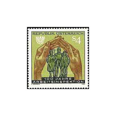 1 عدد تمبر صدمین سال بازرسی کار - اتریش 1983