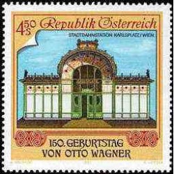 1 عدد تمبر صد و پنجاهمین سال تولد اوتو واگنر - معمار - اتریش 1991