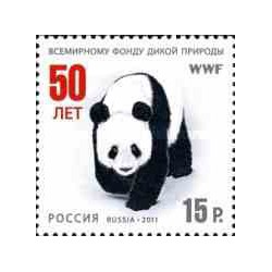 1 عدد تمبر پاندا - پنجاهمین سالگرد WWF - روسیه 2011