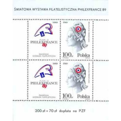 سونیرشیت دویستمین سالگرد انقلاب فرانسه و نمایشگاه تمبر فیلکس فرانس پاریس - لهستان 1989