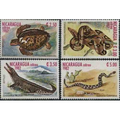 4 عدد تمبر خزندگان - پست هوائی  - نیکاراگوئه 1982