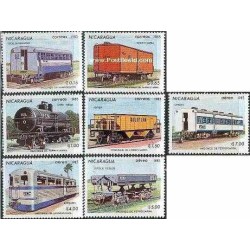 7 عدد تمبر واگنهای راه آهن - نیکاراگوئه 1983
