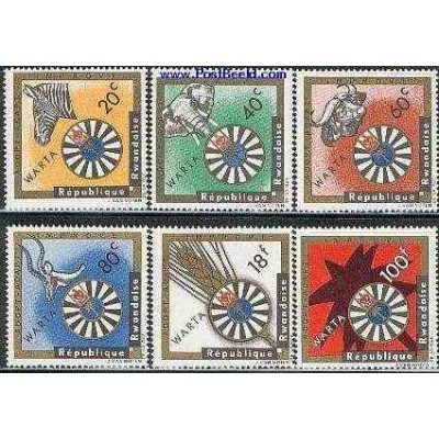 6 عدد تمبر صندوق اجتماعی - رواندا 1967