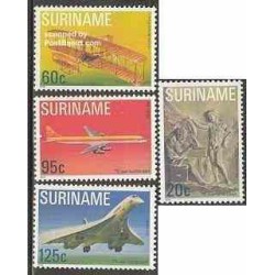 4 عدد تمبر 75مین سال پروازهای موتوری - هواپیما - سورینام 1978