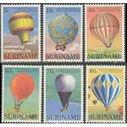 6 عدد تمبر دویستمین سال پرواز بشر - بالن ها - سورینام 1983