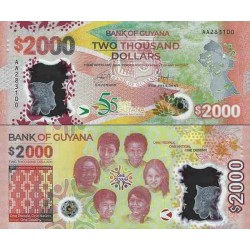 اسکناس پلیمر 2000 دلار - یادبود 55 سالگرد استقلال - گویانا 2020 سفارشی