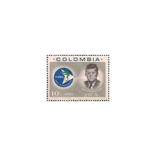 1 عدد تمبر جان اف کندی - اتحاد برای پیشرفت - هوائی - کلمبیا 1963