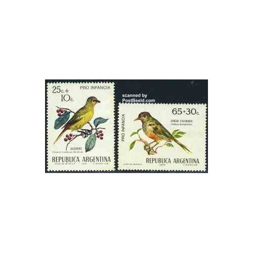 2 عدد تمبر پرندگان - خیریه کودکان - آرژانتین 1972