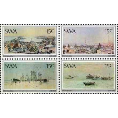 4 عدد تمبر تابلو نقاشی اثر اوتو شرودر - افریقای جنوب غربی 1975