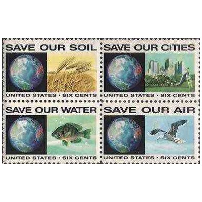4 عدد تمبر ضد آلودگی - آمریکا 1970