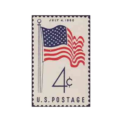 1 عدد تمبر پرچم جدید آمریکا با پنجاه ستاره - آمریکا 1960