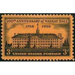 1 عدد تمبر دویستمین سال دانشگاه پرینستون - ناسائو هال - آمریکا 1955