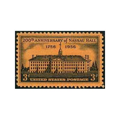 1 عدد تمبر دویستمین سال دانشگاه پرینستون - ناسائو هال - آمریکا 1955