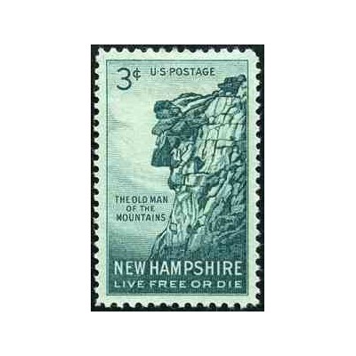 1 عدد تمبر ایالت نیوهمپشایر - مرد پیر کوهستان - آمریکا 1955